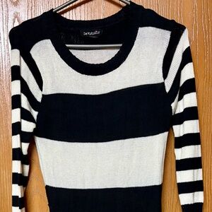 Women’s Black and White Striped Sweater Dress Sz 1X